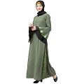 A-line abaya with Black sequins work- Jade Green A-line abaya with Black sequins work- Jade Green